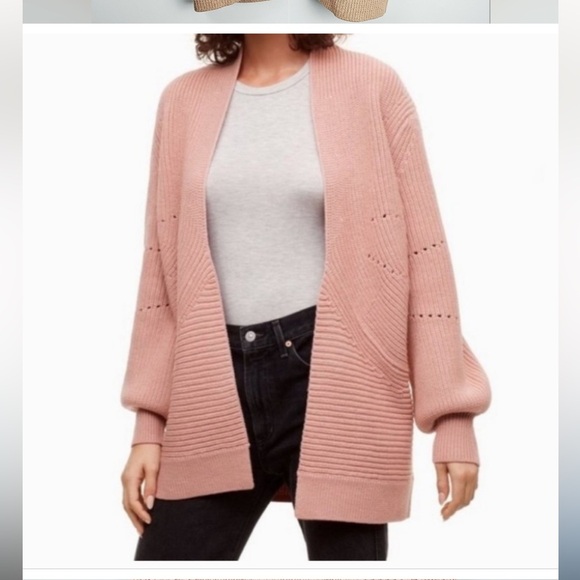 Wilfred Marino wool blush pink cable knit open sweater cardigan size small - Picture 1 of 13